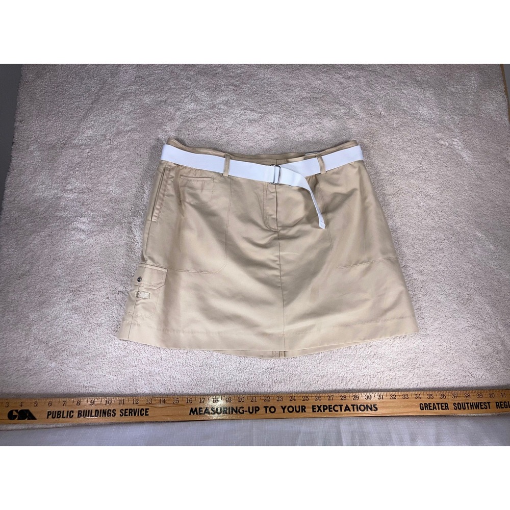 IZOD XFG Women Golf Skort Size 16 Khaki Tan Fairway Vibes Athletic with Belt